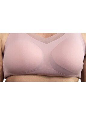 Pink Wireless Bra*W/ Brown Breast Forms*Mastectomy*Cosplay*Femboy*Sissy*38C*New